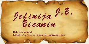 Jefimija Bićanin vizit kartica